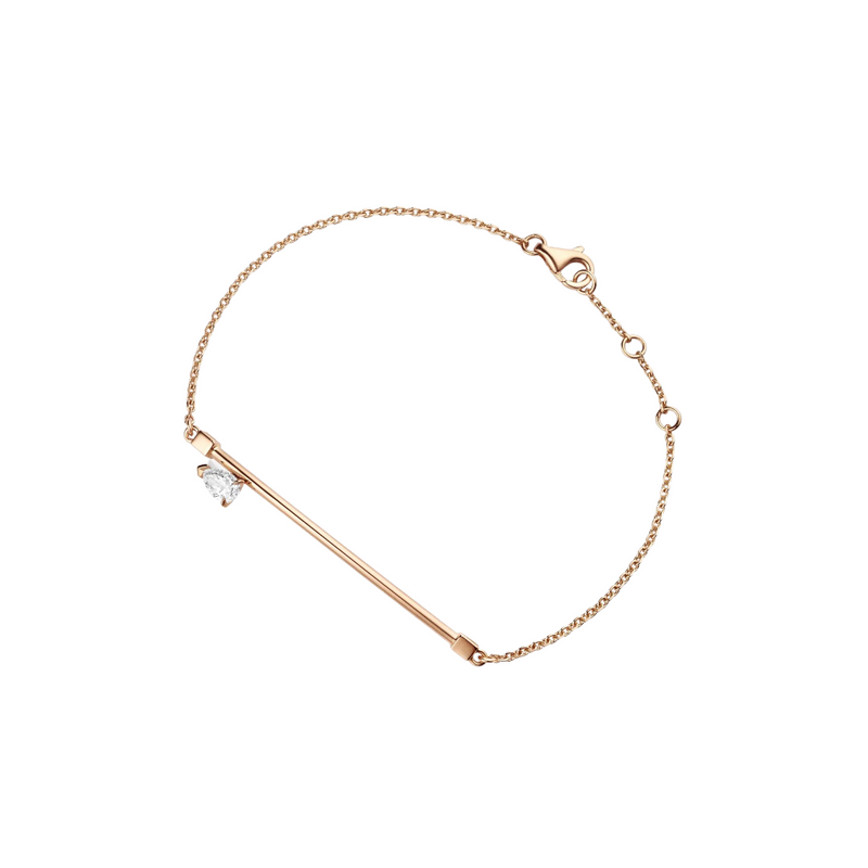 Repossi Serti Sur Vide Bar Bracelet with 0.25 pear diamond 18k