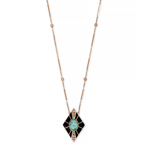 Jacquie Aiche Onyx Inlay Kite Shield Necklace