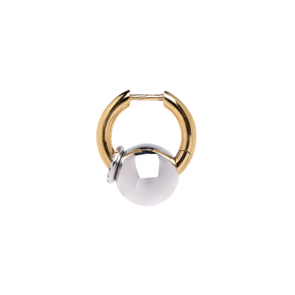 Rainbow K Large Piercing with YG Line/WG Ball and Ring Diamond Pave Earring 0.11ct (Demi-fine 14k)