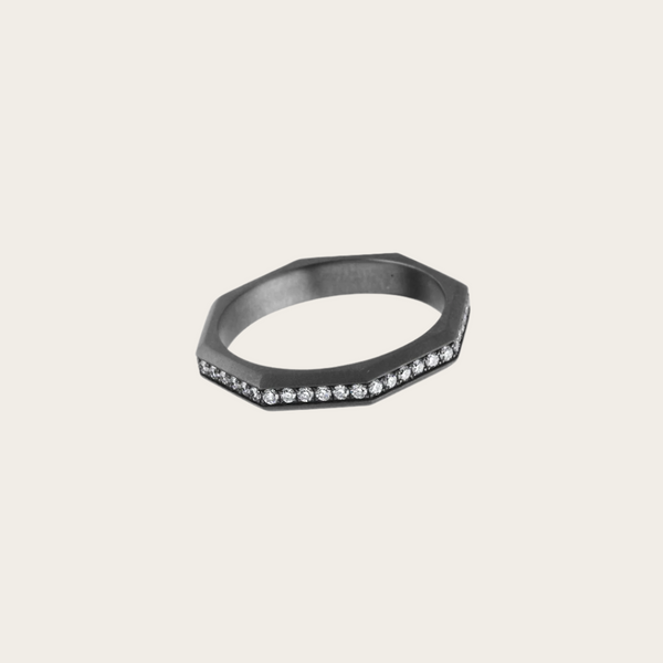 Ascher Matte Brushed Diamond  Celestial Ring
