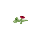 Bea Bongiasca YG Baby Vine Tendril Ring with Green Enamel and Marquise Corundum (Demi-Fine 9k/Sterling Silver)