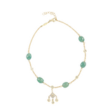 Jacquie Aiche YG Green Calcite Bead and Diamond Bezel Kite Shaker Anklet (Demi-fine 14k)