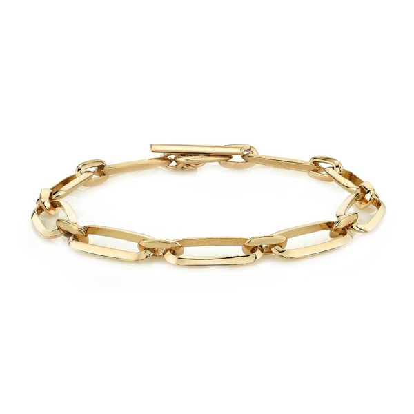 Lizzie Mandler YG XL Knife Edge Flat Link Bracelet 18k