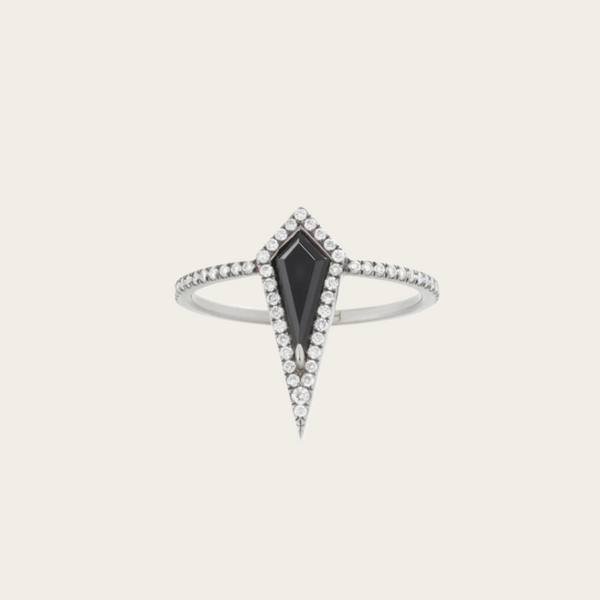 Eva Fehren Black Onyx Ezzat Ring with White Diamonds
