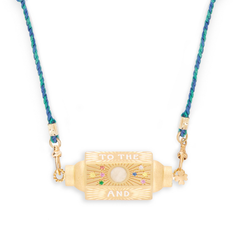 Marie Lichtenberg YG Love You Multi Locket with Garnet 0.33cts, Moonstone 0.33cts, Tsavorites 0.03cts and Sapphires 0.24cts (Demi-fine 14k/Sterling Silver)