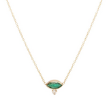 Zoe Chicco YG Marquise Emerald and Round Diamond Necklace 0.05ct (Demi-fine 14k)