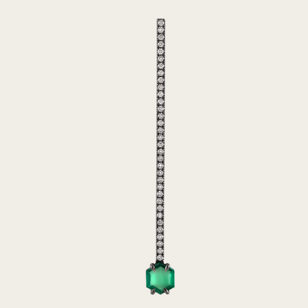 Eva Fehren  Emerald Off-Set Hex Stud