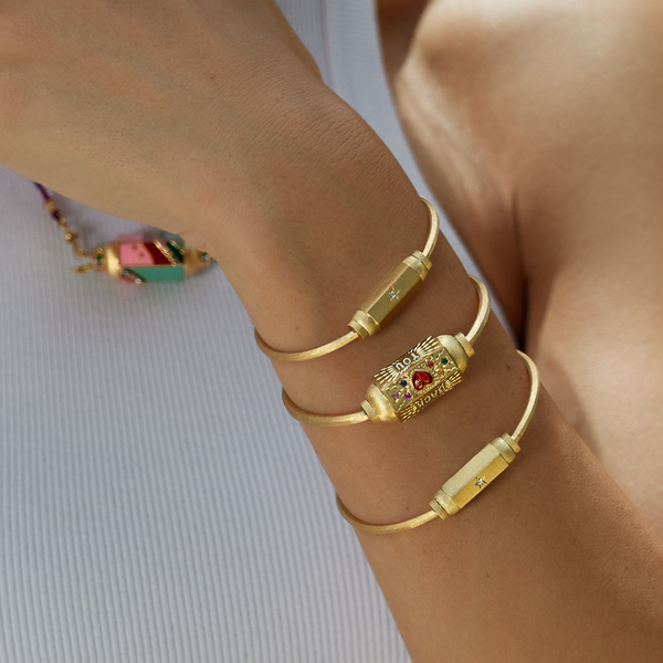 Marie Lichtenberg YG Love You Multi Bracelet with Tsavorites 0.02cts and Sapphires 0.22cts (Demi-fine 14k)