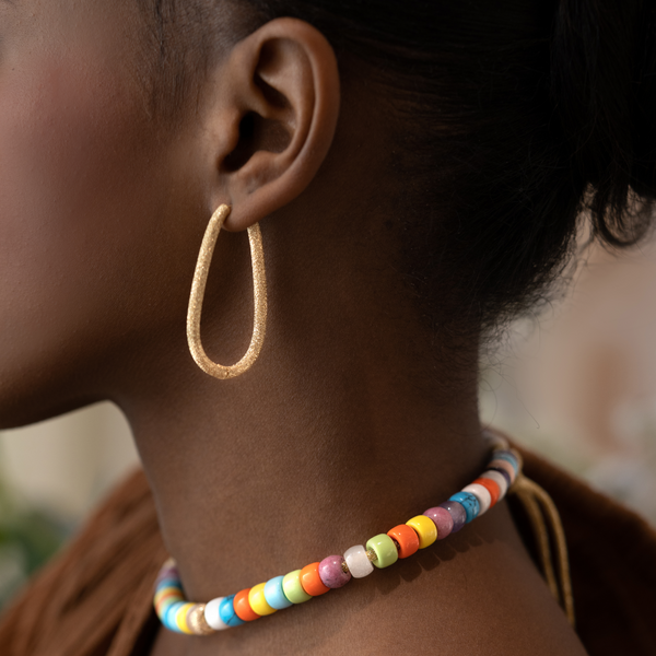 Carolina Bucci Small Drop Hoop Earrings Florentine Finish