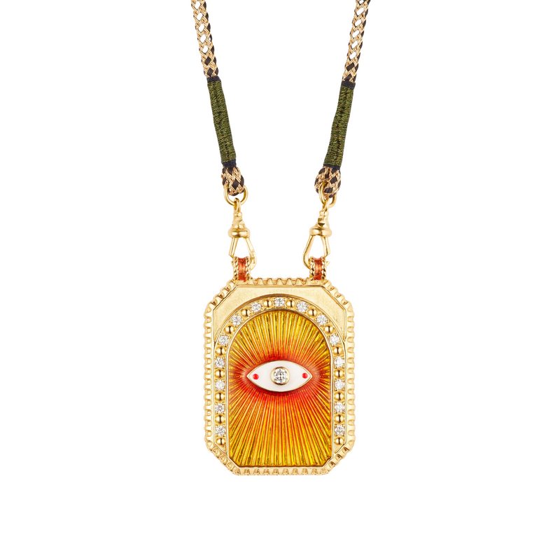 Marie Lichtenberg YG Eye Protect Orange Scapular with Diamonds 0.33ct 18k