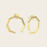 Ascher Matte Brushed Diamond Pave Eclipse Earrings