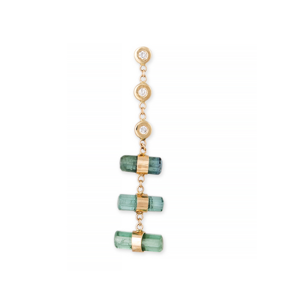 Jacquie Aiche Diamond Bezel and Green Tourmaline Drop Stud