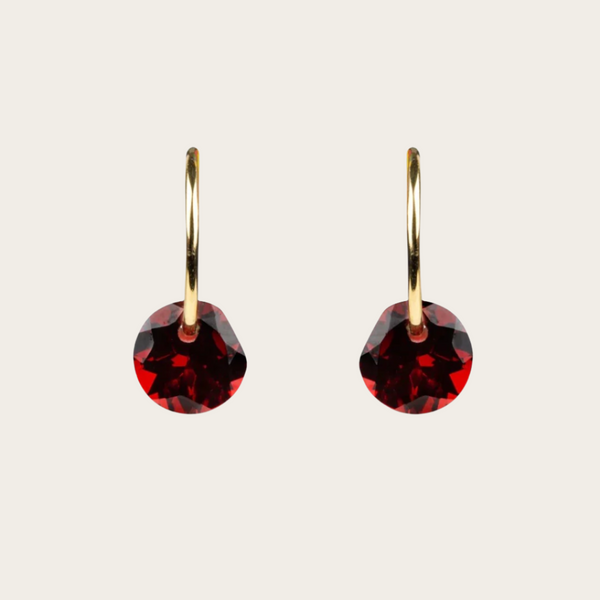By Pariah Gem Hoops with Red Garnet