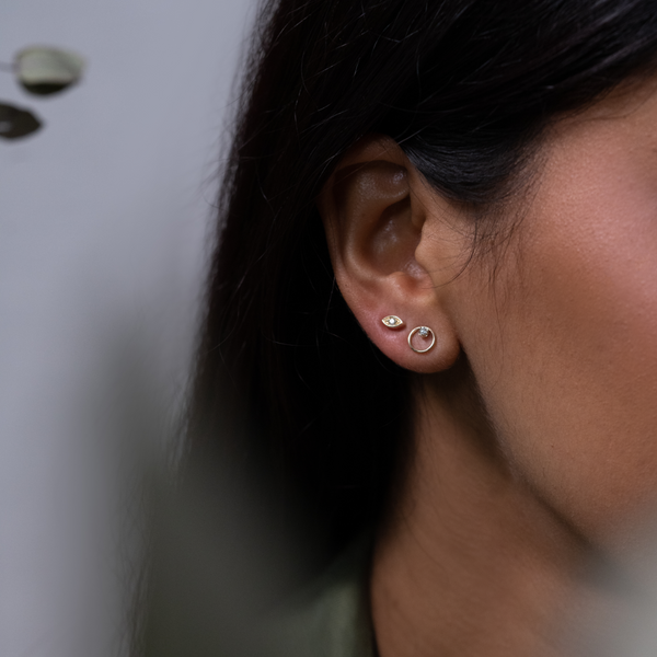 Zoe Chicco YG Small Circle - Diamond Inside Studs Pair 0.06ct (Demi-fine 14k)