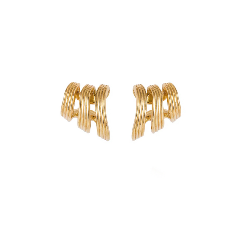 Fernando Jorge YG Stream Lines Triple Hoops 18k