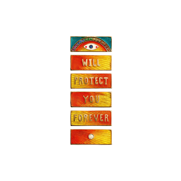 Marie Lichtenberg YG Eye Will Protect You Forever Orange Locket with Diamond 0.03cts and Colored Stones 0.11cts (Demi-Fine 14k)