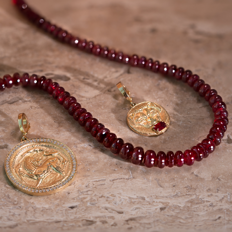 Azlee YG Small Lion Ruby Coin 0.30ct 18k
