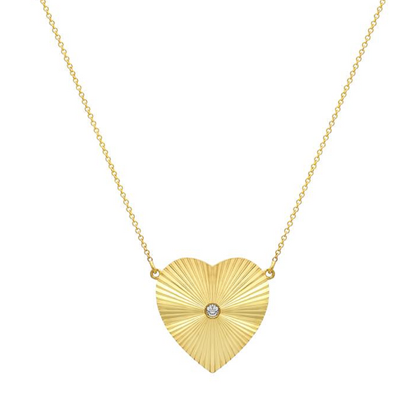 Jennifer Meyer Large 70s Heart Necklace with Diamond Center