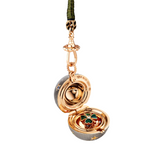 Marie Lichtenberg Black Rhodium/RG Orbe Clover Locket with Diamond 0.01ct and Multicolored Sapphires 0.19ct 18k