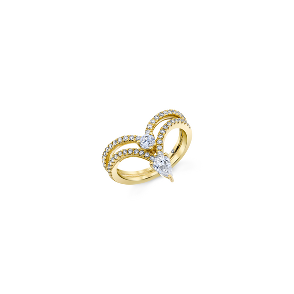 Shay Mixed Diamond Stacked Chevron Pinky Ring 0.58ct 18k