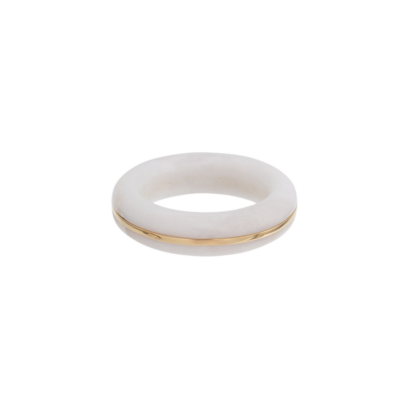 By Pariah YG Essential Stacking Ring / White Agate (Demi-fine 14k)