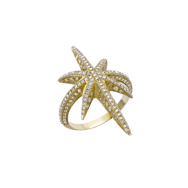 Venyx YG White Star Ring / White Sapphires 0.38ct, Diamonds 0.41ct 18k