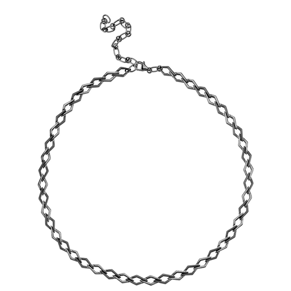 Ascher BLK WG Shiny and Matte Black Hole Adjustable Necklace 18k