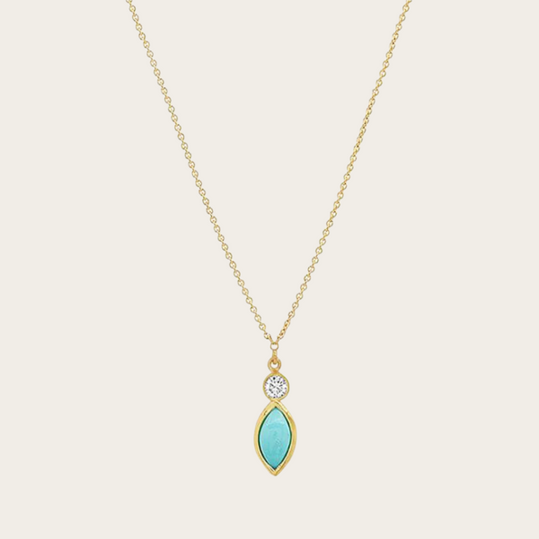 Jennifer Meyer Diamond Bezel with Turquoise Marquise Necklace