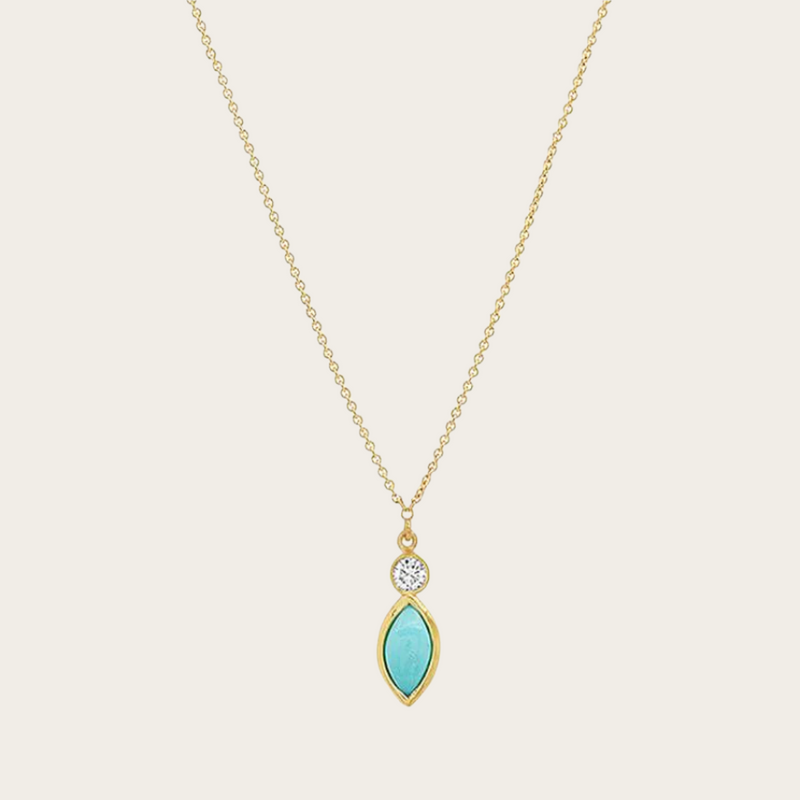 Jennifer Meyer Diamond Bezel with Turquoise Marquise Necklace