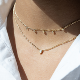 Zoe Chicco YG Bezel Set Pear Diamond on XS Curb Chain Necklace 0.20ct (Demi-Fine 14k)