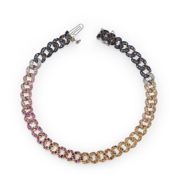 Shay WG+YG+RG Rainbow Mini Link Bracelet 5MM / 2.6cts gemstones, 0.1cts dia