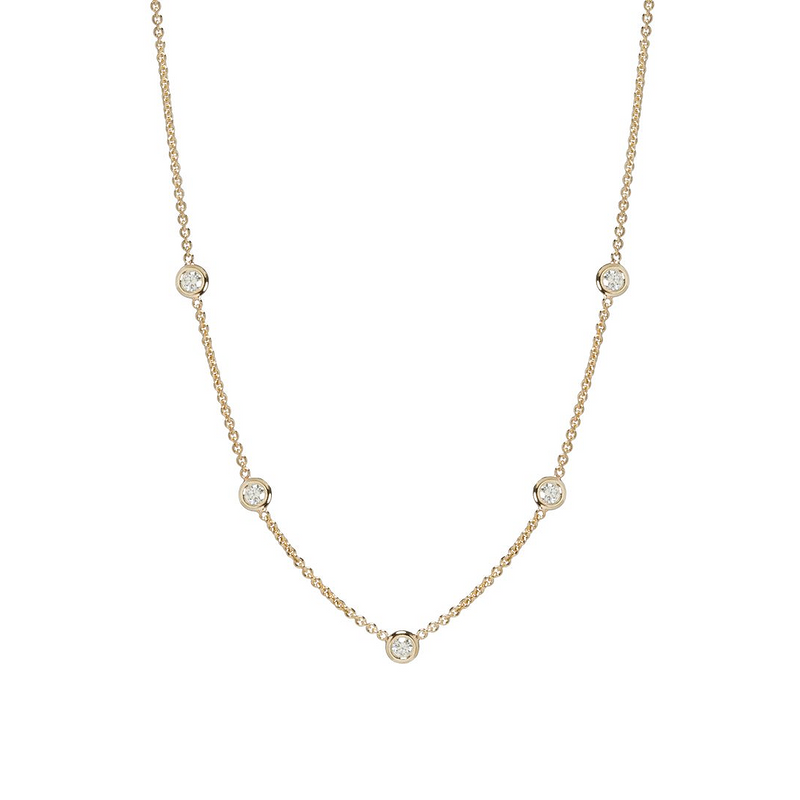 Zoe Chicco YG 5 Large Diamonds Set in Chain Choker 0.25ct (Demi-fine 14k)