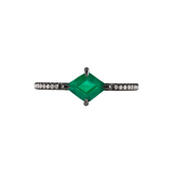 Eva Fehren BLK WG EMERALD Rhombus Ring 0.68cts, White Diamond Pave 18k