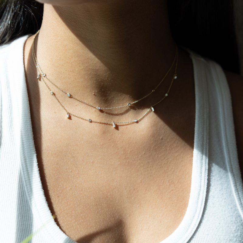 Zoe Chicco YG 5 Large Diamonds Set in Chain Choker 0.25ct (Demi-fine 14k)