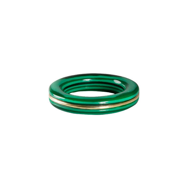 By Pariah YG Essential Stacking Ring / Reconstructed Malachite (Demi-fine 14k)