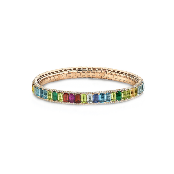Shay Pave Border Rainbow Eternity Stretch Bracelet