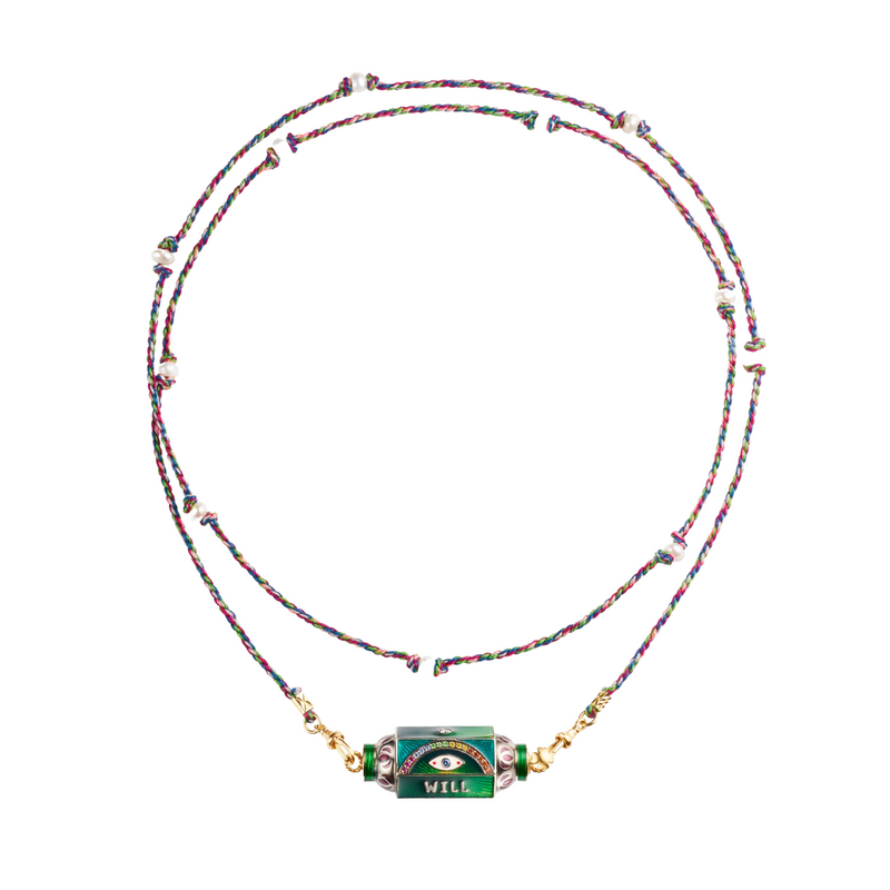 Marie Lichtenberg YG Eye Will Protect You Forever Blue Locket with Diamond 0.03cts and Colored Stones 0.11cts (Demi-Fine 14k)