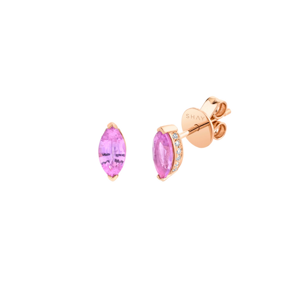 Shay Diamond Pave Hidden Halo Pink Sapphire Marquise Studs