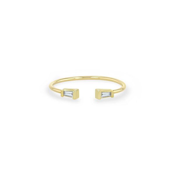 Zoe Chicco YG Small Tapered Baguette Diamond Open Ring 0.06ct (Demi-fine 14k)
