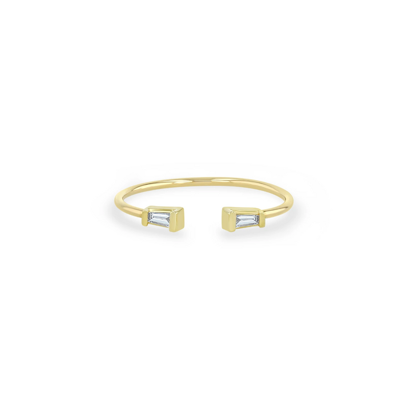 Zoe Chicco YG Small Tapered Baguette Diamond Open Ring 0.06ct (Demi-fine 14k)