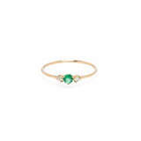 Zoe Chicco YG Diamond and Emerald Prong Set Ring 0.06ct (Demi-fine 14k)
