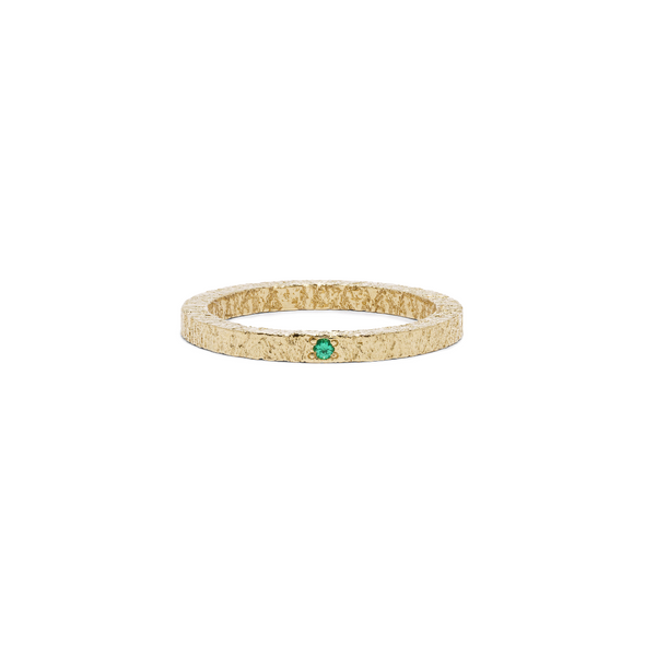 Azlee YG Petite Emerald Textured Band 0.02ct 18k