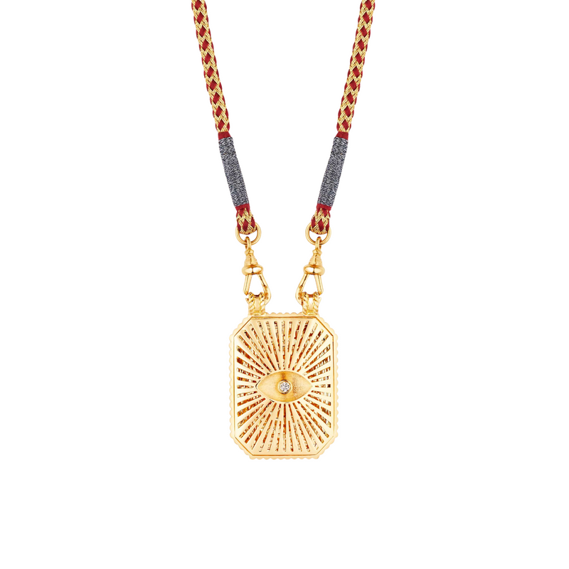 Marie Lichtenberg YG Gold Eye Protect Scapular Necklace with Diamonds 0.04ct 18k