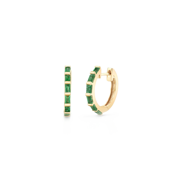 Shay Emerald Baguette Huggies