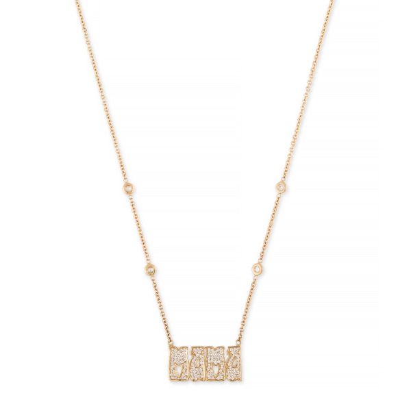 Jacquie Aiche Small Full Pave Diamond "MAMA" Necklace (Demi-fine 14k)