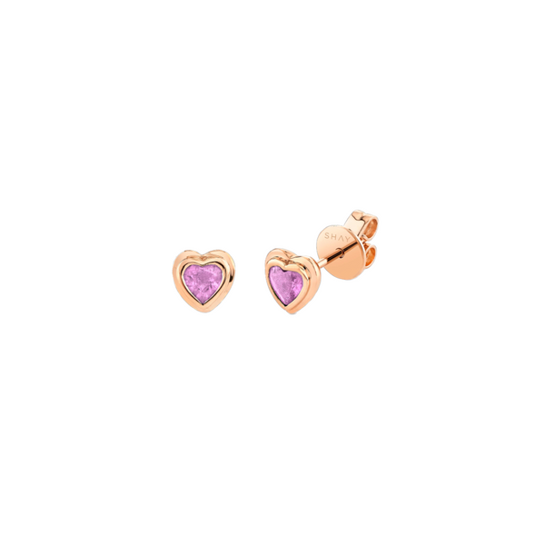 Shay Pink Sapphire Bezel Heart Studs 0.52ct 18k
