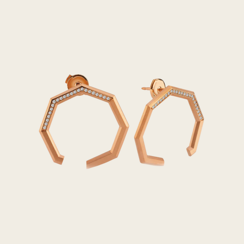 Ascher Matte Brushed Diamond Pave Eclipse Earrings