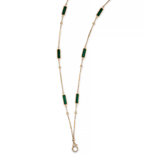 Jacquie Aiche Malachite Inlay Rectangle Charm Clip Necklace