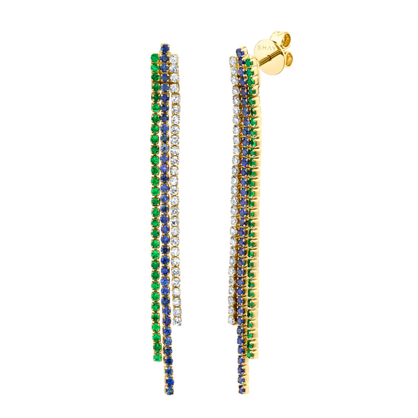 Shay Triple Stacked Thread Drop Earrings