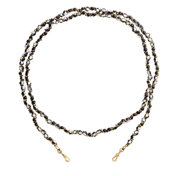 Marie Lichtenberg Black & White Mauli Ghana Beads Double Loop Cord